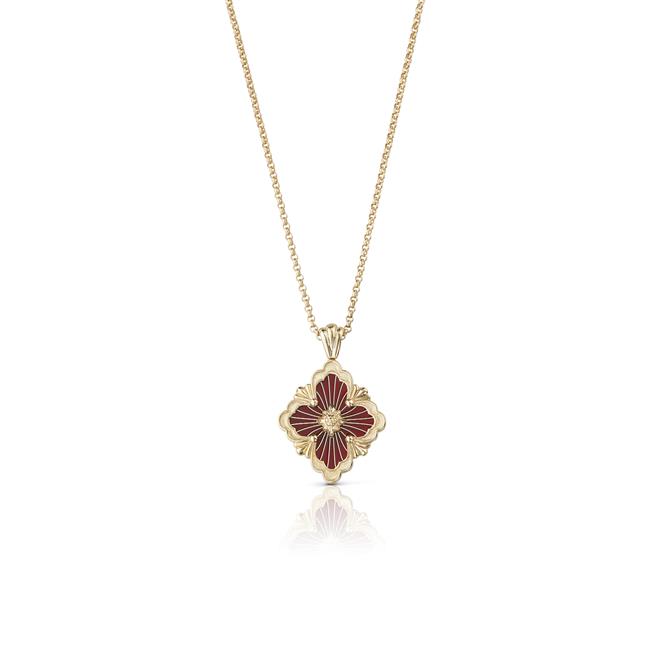 Buccellati Opera Tulle 18k Yellow Gold Red Enamel Necklace
