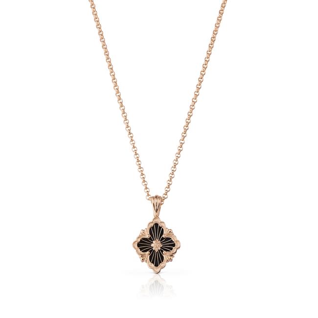 Buccellati Opera Tulle 18k Rose Gold Onyx Necklace