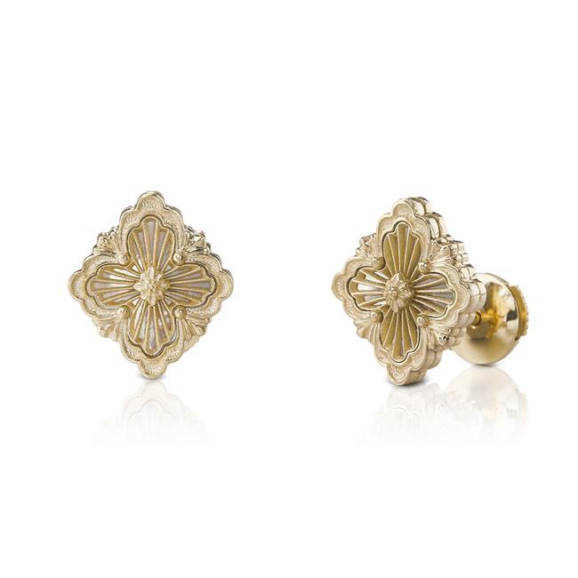 Buccellati Opera Tulle 18k Yellow Gold Mother Of Pearl Button Earrings