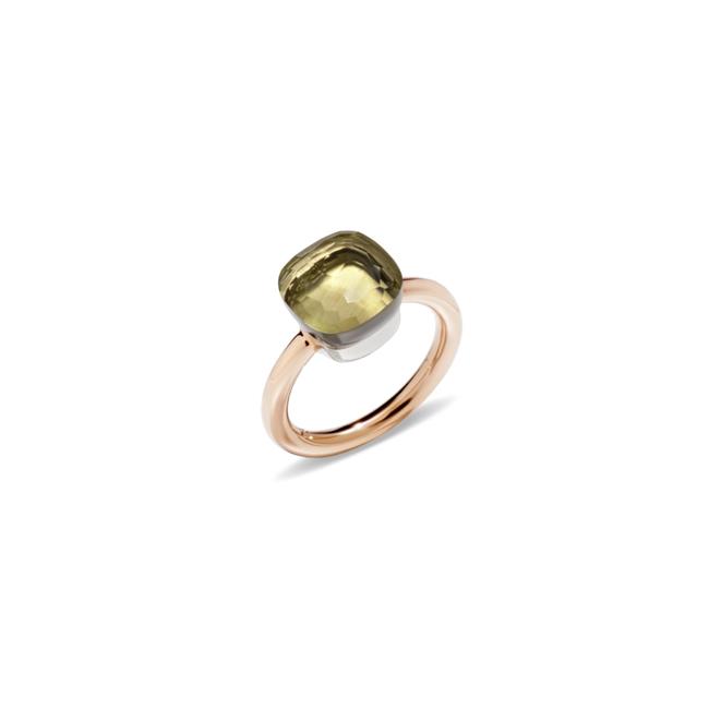 Pomellato 18k Rose and White Gold Lemon Quartz Nudo Ring