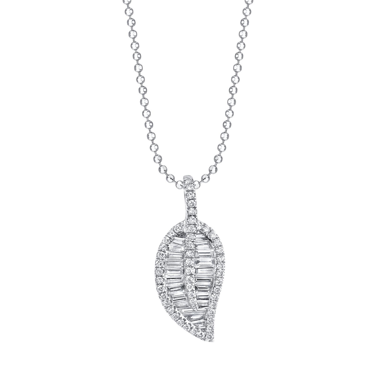 Anita Ko Baguette Diamond Leaf Pendant Necklace