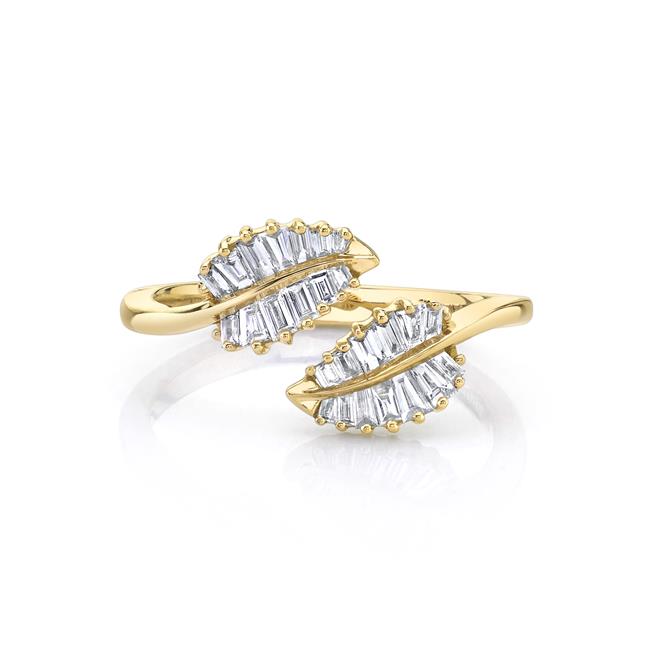 Anita Ko Small Palm Leaf 18k Yellow Gold and Diamond Ring