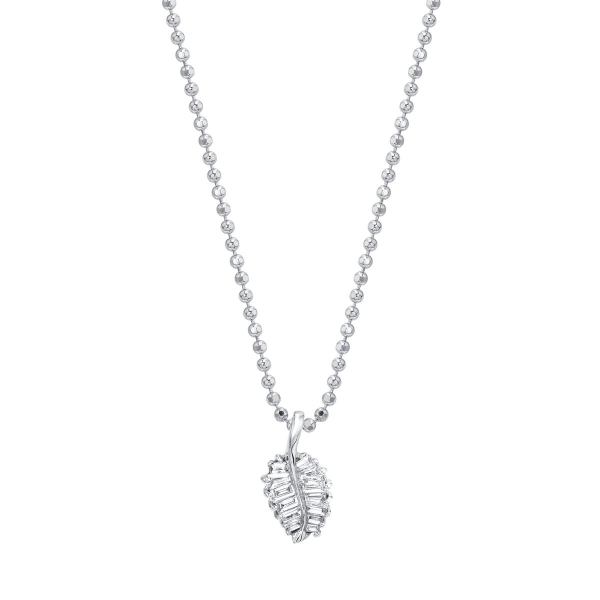 Anita Ko 18k Gold Baguette Diamond Small Palm Leaf Pendant Necklace