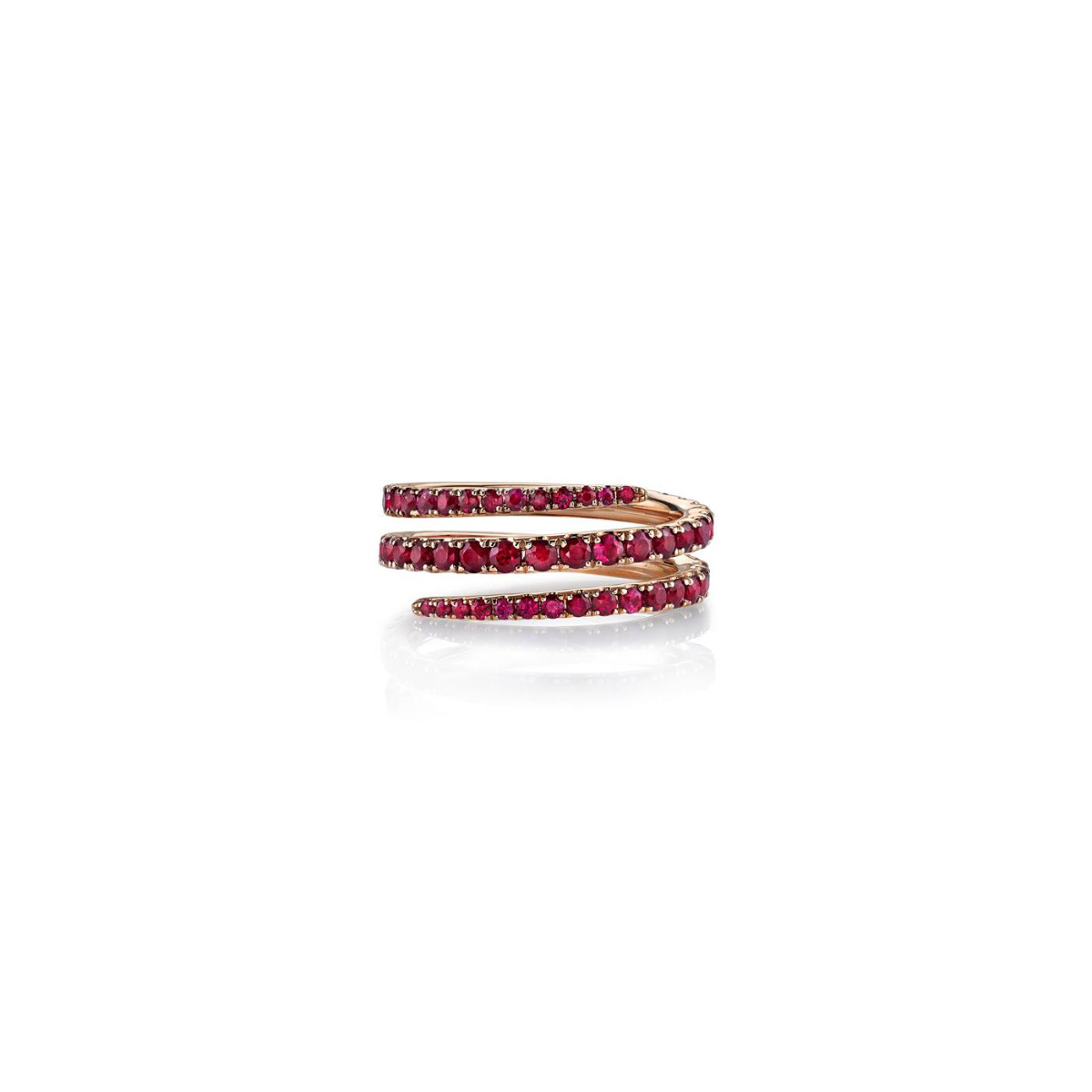 Anita Ko Coil 18k Rose Gold and Ruby Pinky Ring