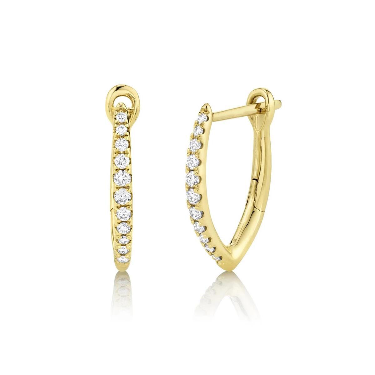 London Collection 14k Yellow Gold Diamond Tapered Hoop Earrings