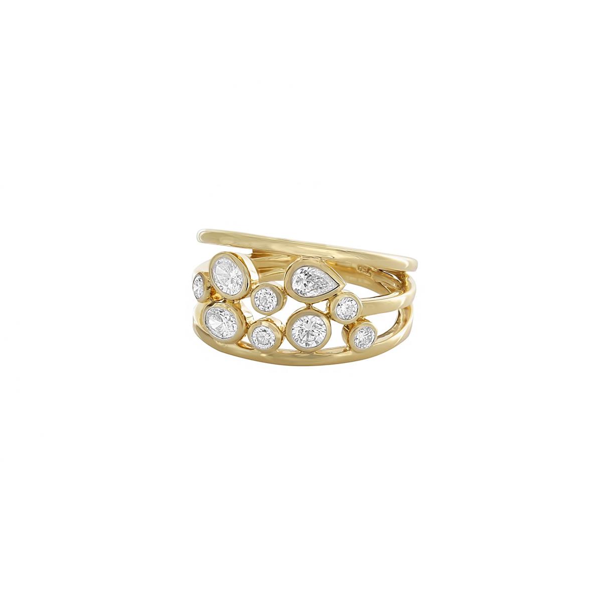 London Collection 14k Yellow Gold Bezel Set Mixed Shape Diamond Ring