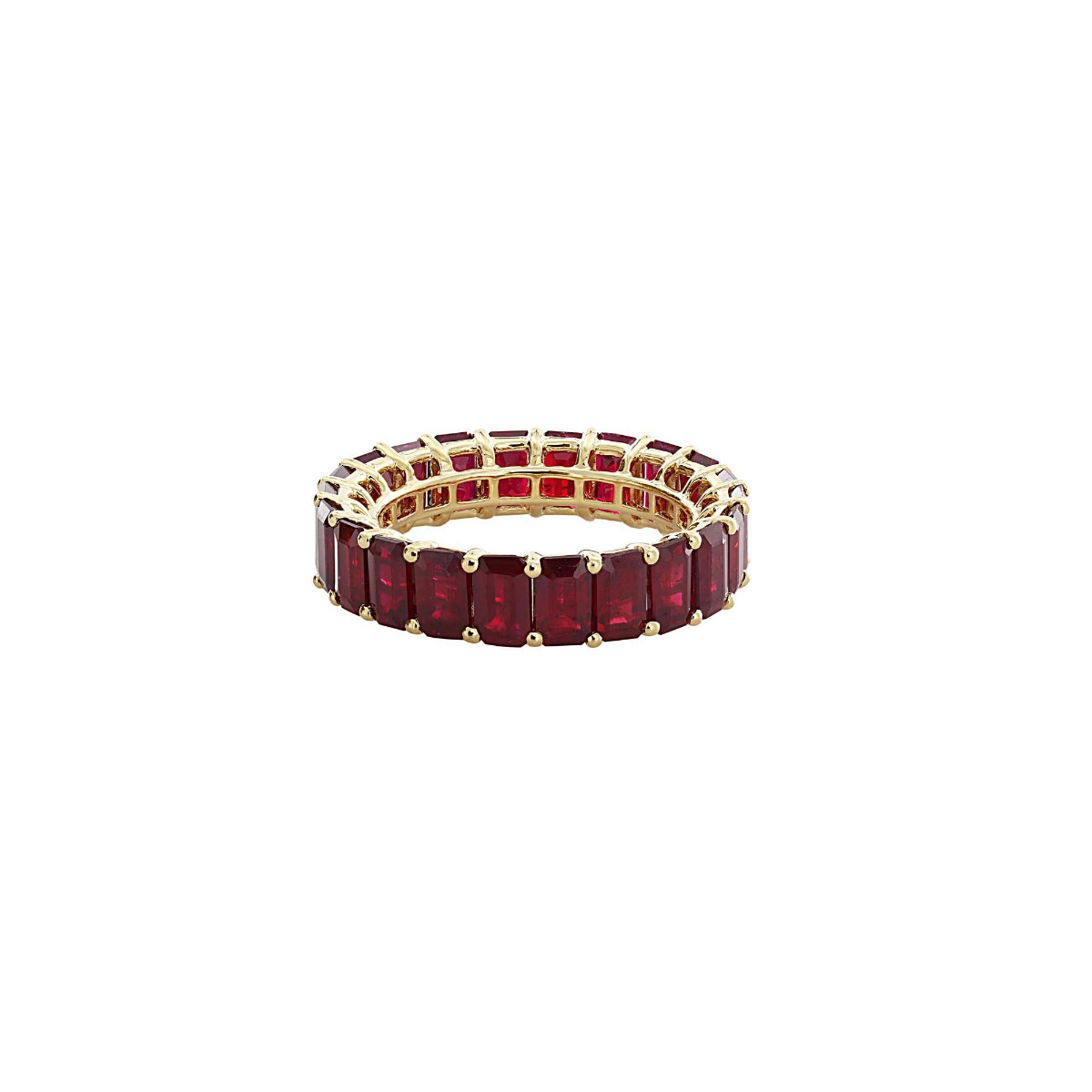 London Collection 18k Yellow Gold Emerald Cut Gemstone Eternity Band