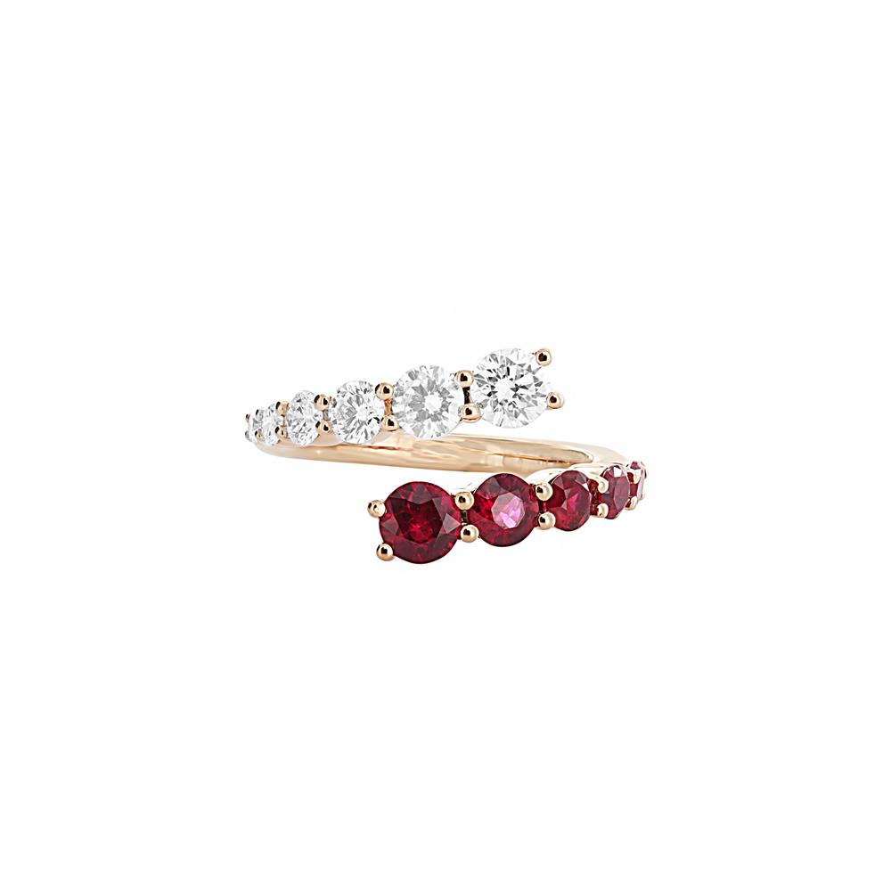 London Collection 18k Diamond and Ruby Spiral Ring