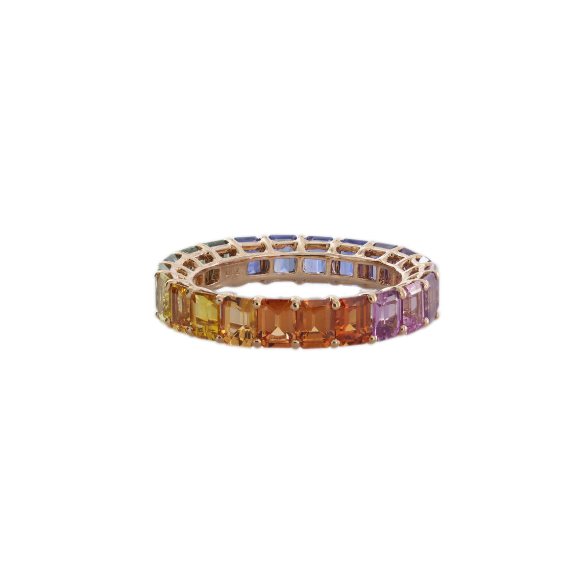 London Collection Rose Gold Emerald Cut Mixed Sapphire Ring