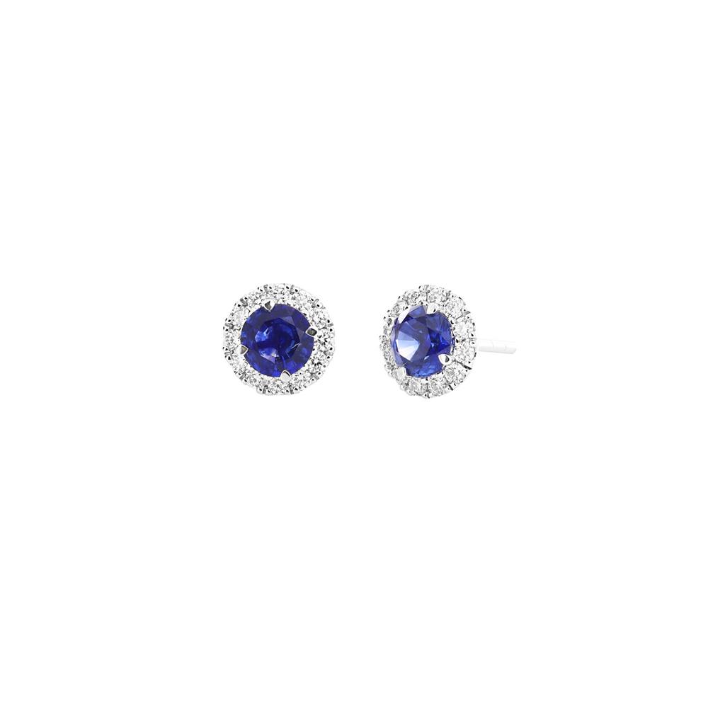 London Collection 18k Sapphire and Diamond Halo Stud Earrings