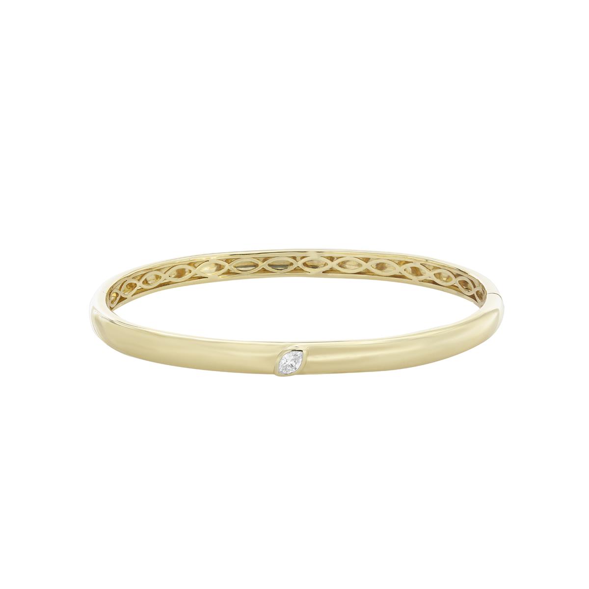 London Collection 18k Yellow Gold Slanted Marquise Diamond Bangle Bracelet