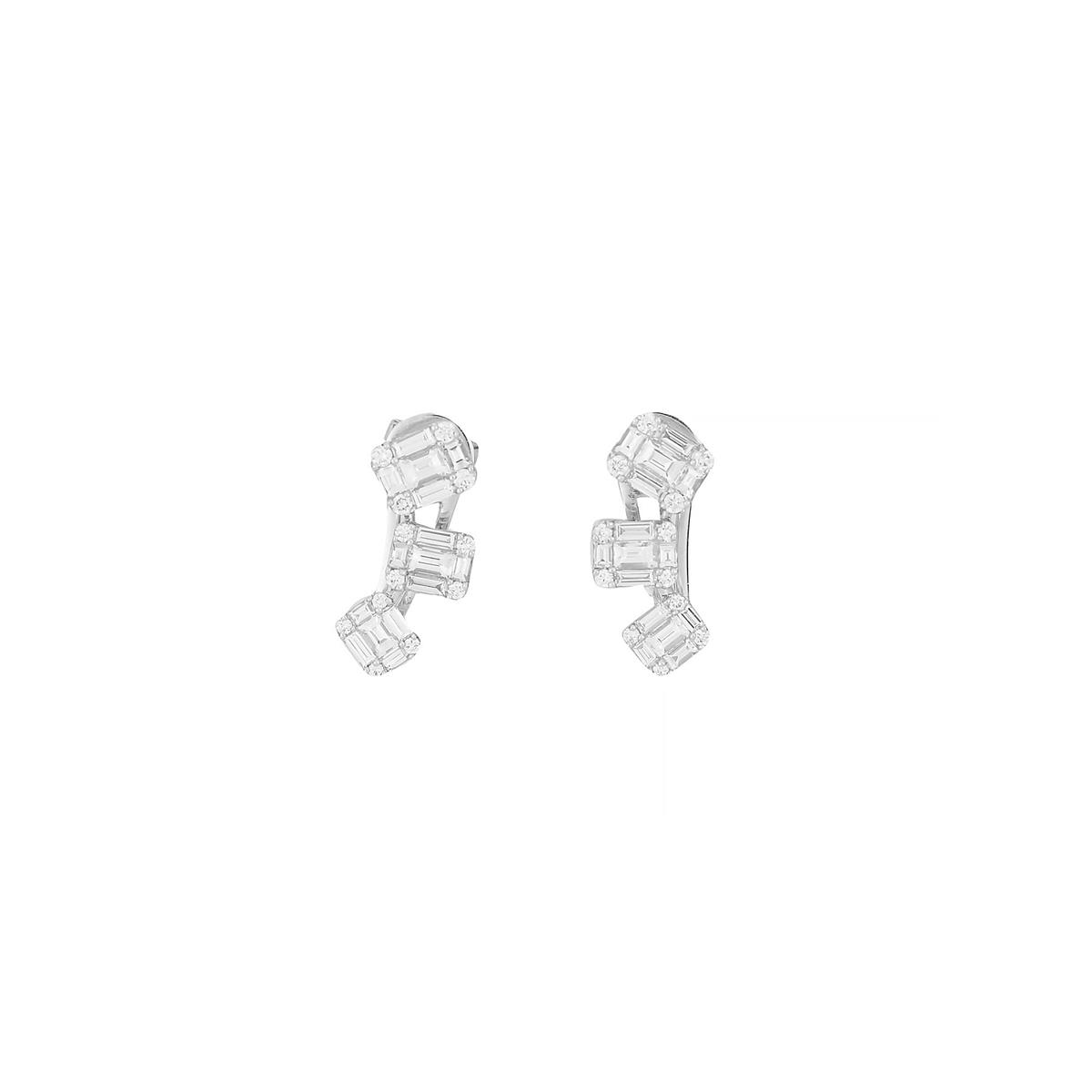 London Collection 18k White Gold Diamond Climber Drop Earrings