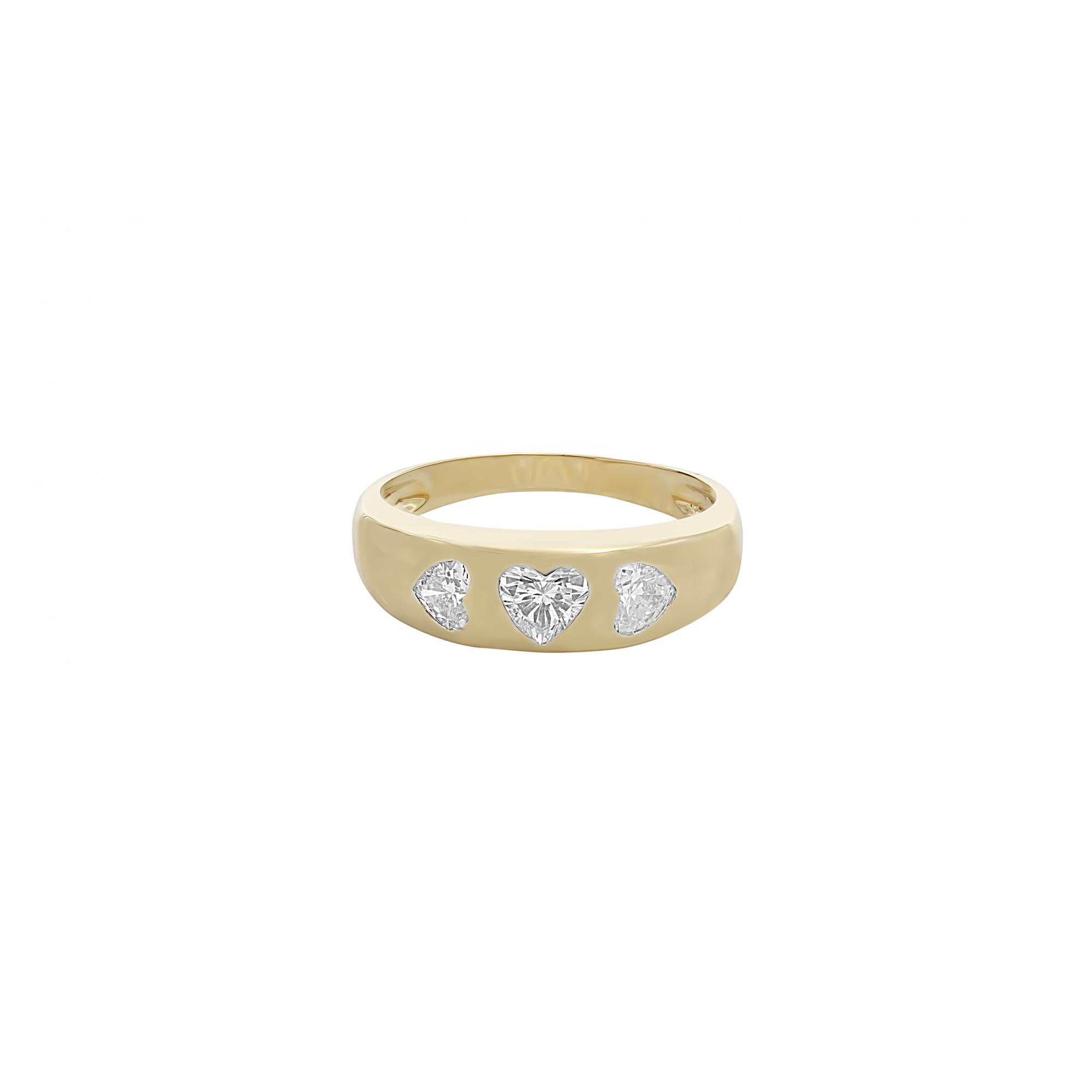 London Collection 14k Triple Diamond Heart Gypsy Ring