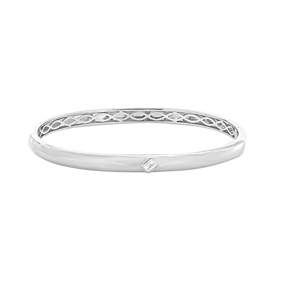 London Collection 18k White Gold Emerald Cut Diamond Bangle