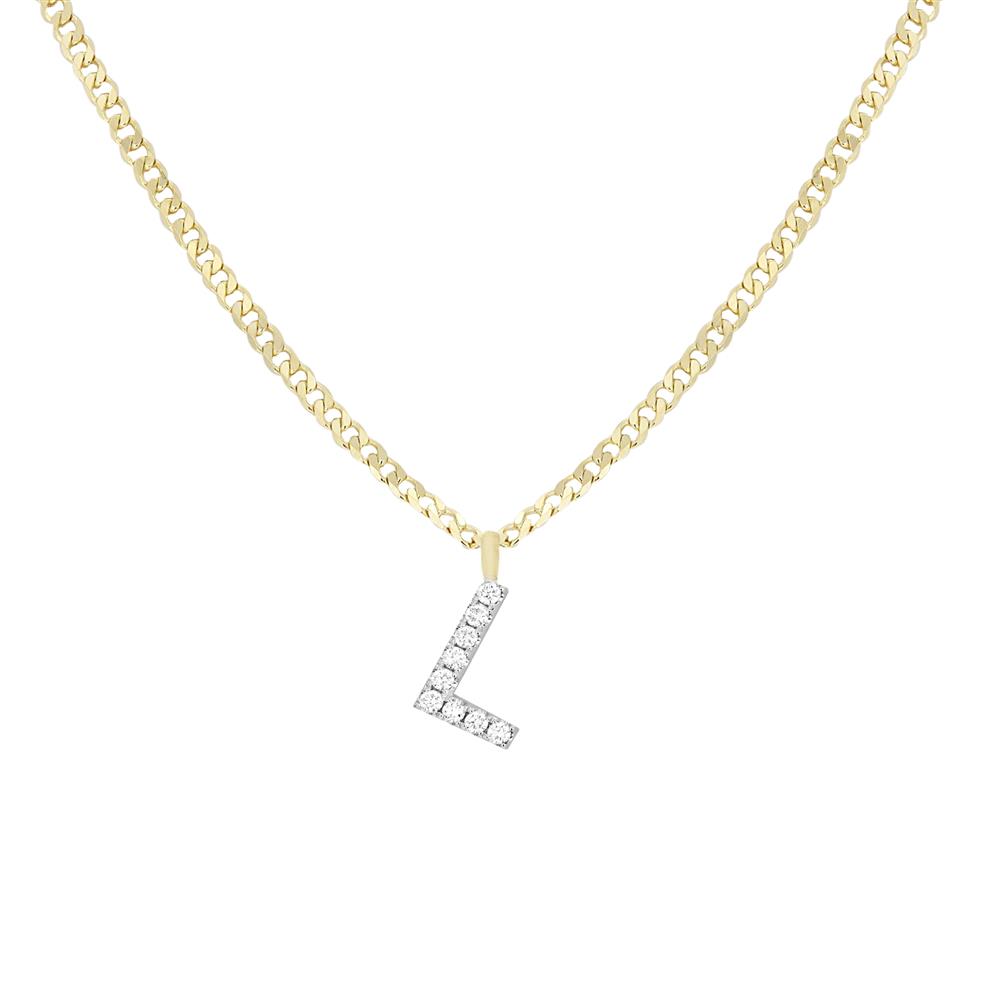 London Collection Two Tone Diamond "L" Pendant Necklace