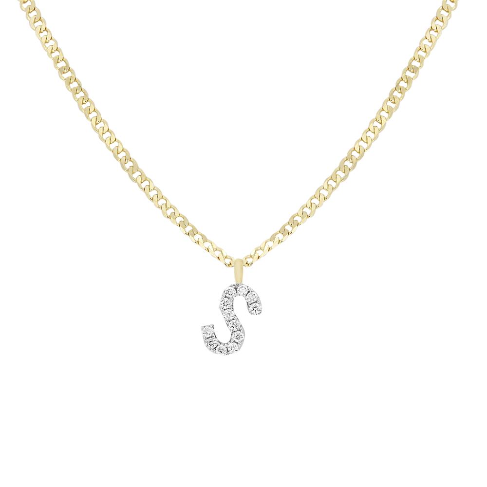 London Collection Two Tone Diamond "S" Pendant Necklace