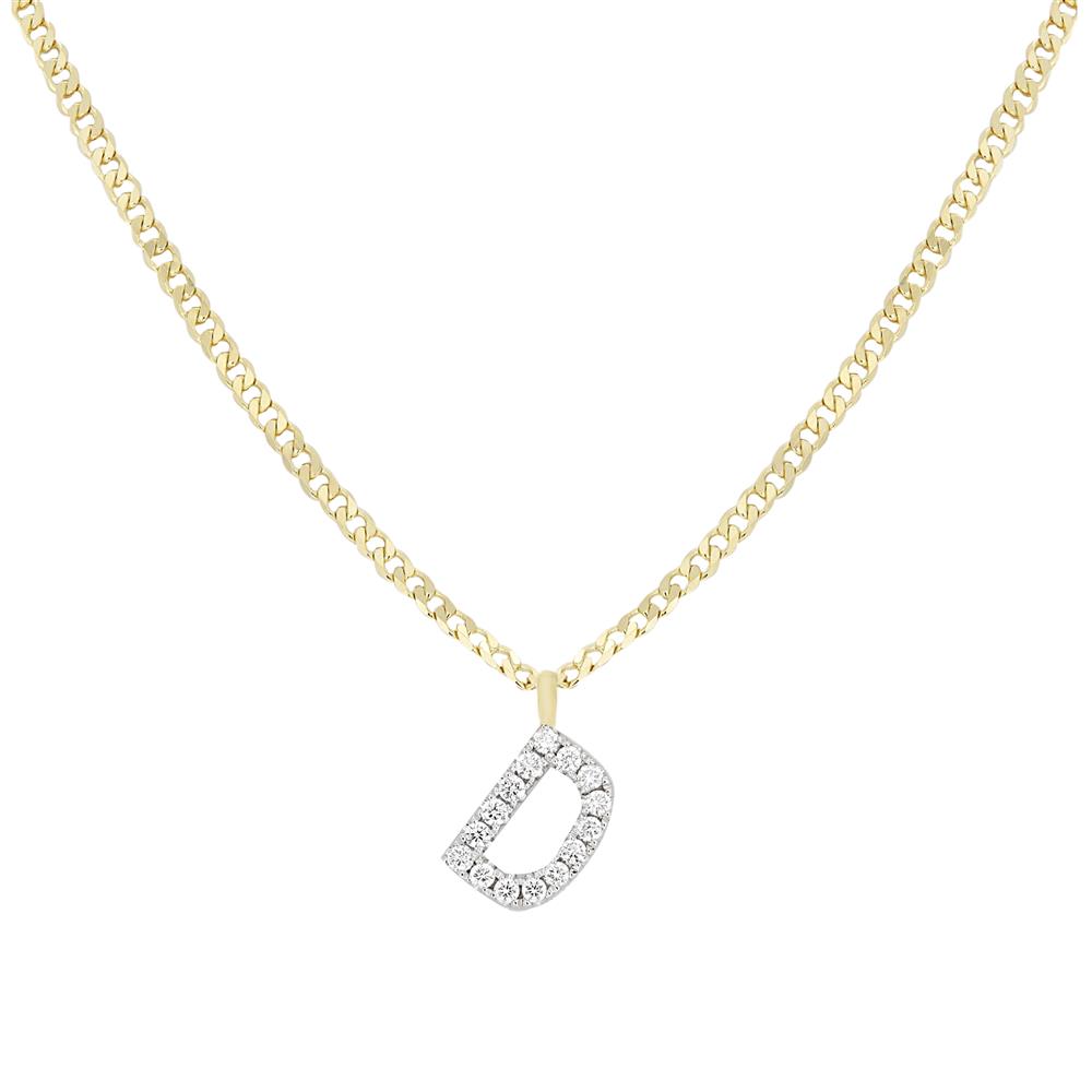 London Collection Two Tone Diamond "D" Pendant Necklace