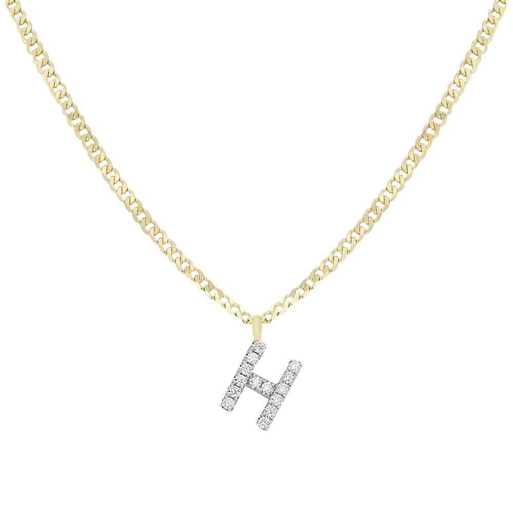 London Collection Two Tone Diamond "H" Pendant Necklace