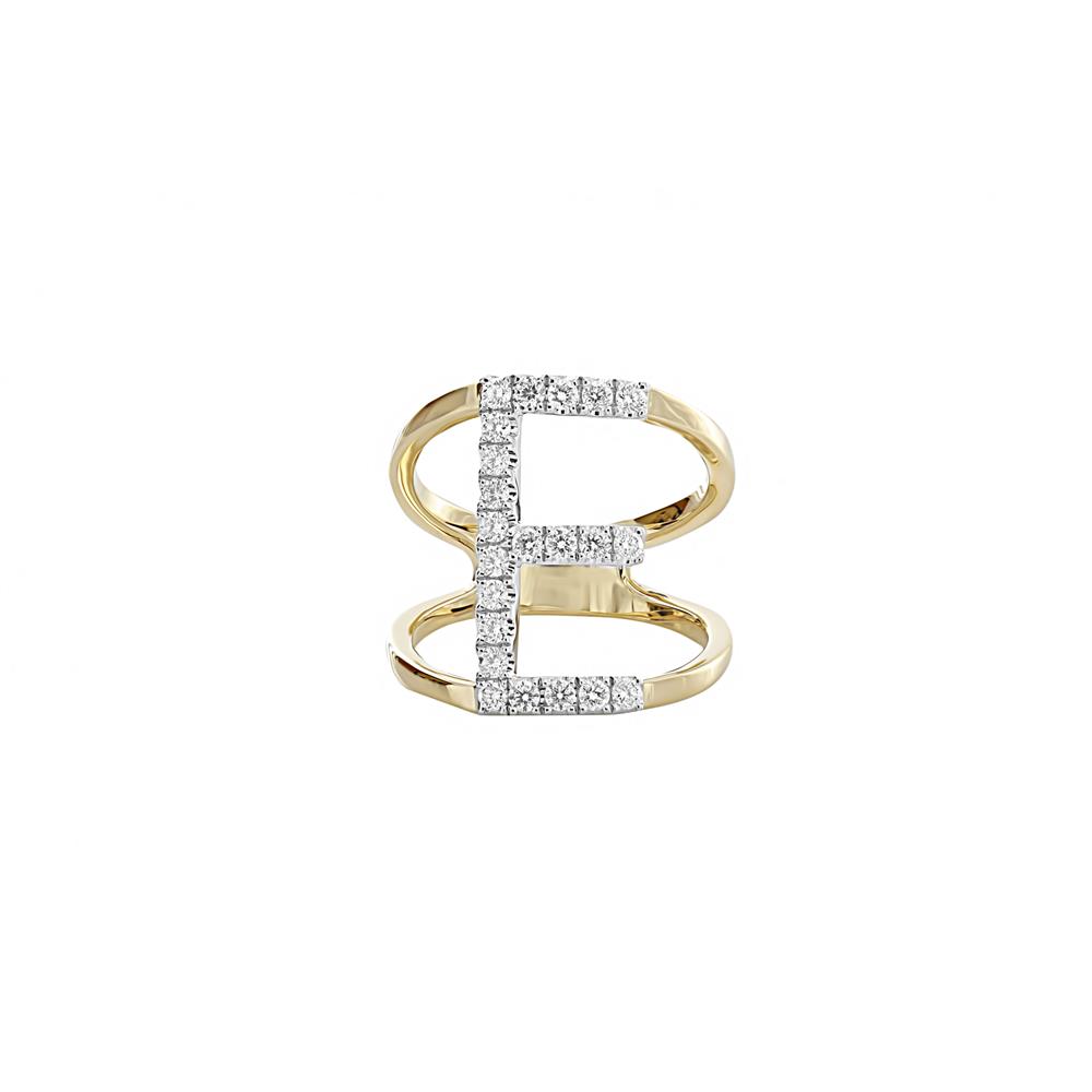 London Collection Two Tone Diamond "E" Ring