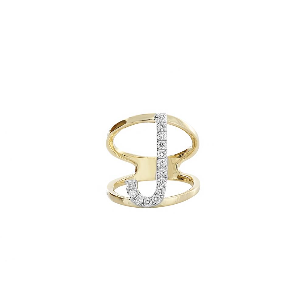 London Collection Two Tone Diamond "J" Ring