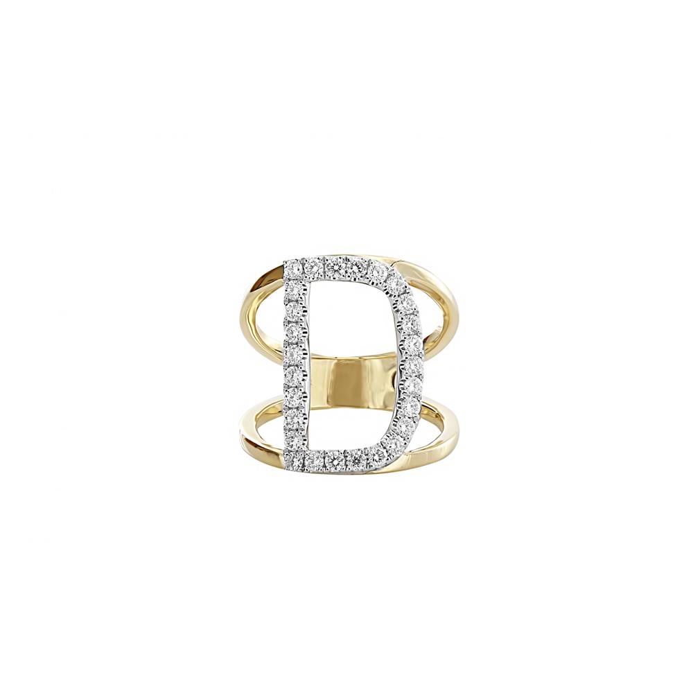 London Collection Two Tone Diamond "D" Ring