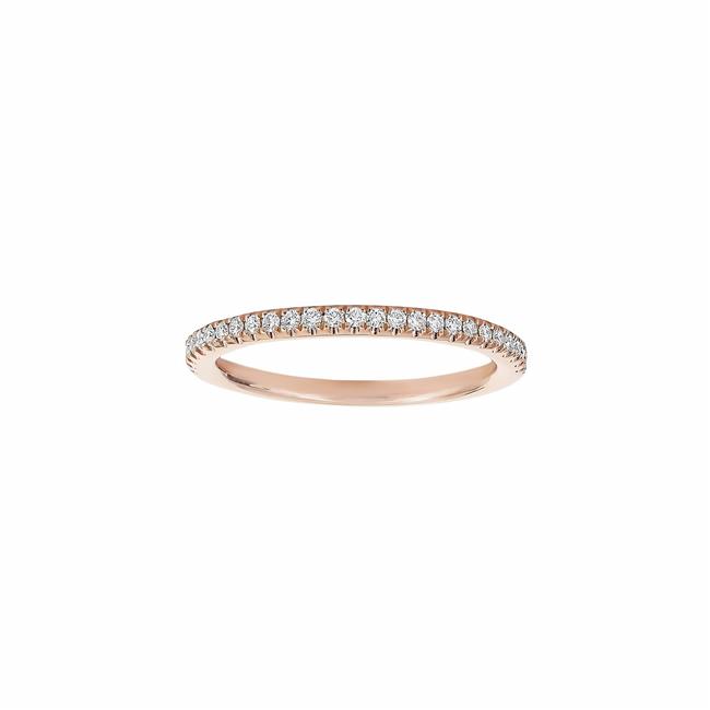 Henri Daussi 14k Rose Gold Diamond Halfway Band