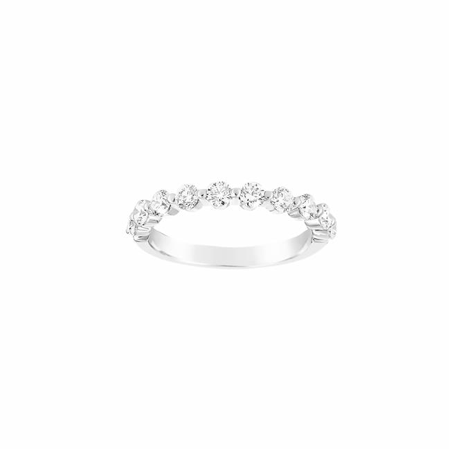 Henri Daussi 14k White Gold Halfway Diamond Band