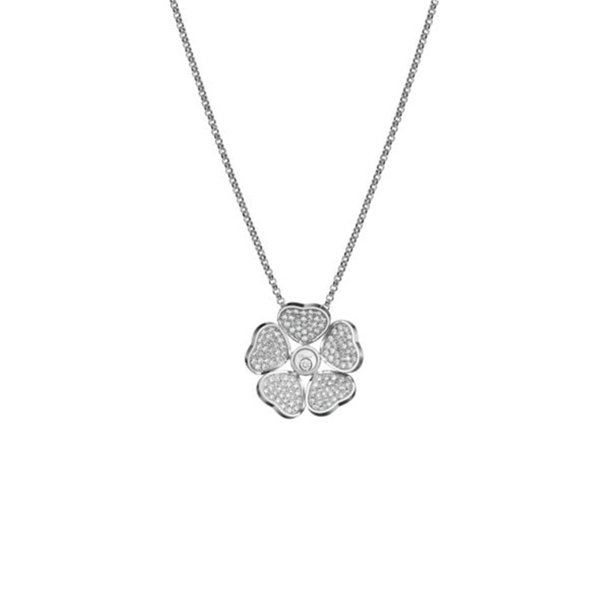 Chopard Happy Hearts Flowers Diamond Heart Necklace