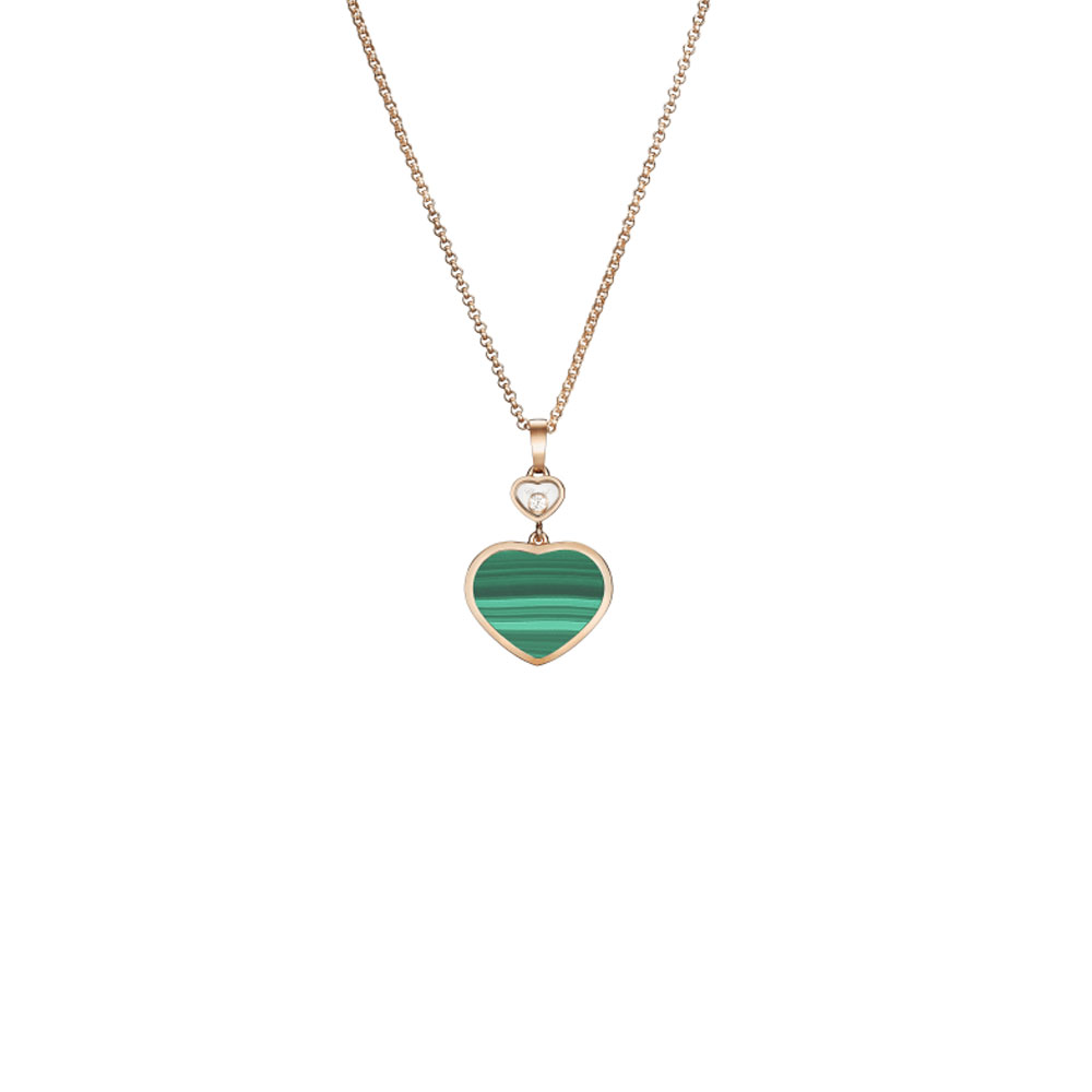 Chopard Happy Hearts Rose Gold Malachite and Diamond Heart Necklace