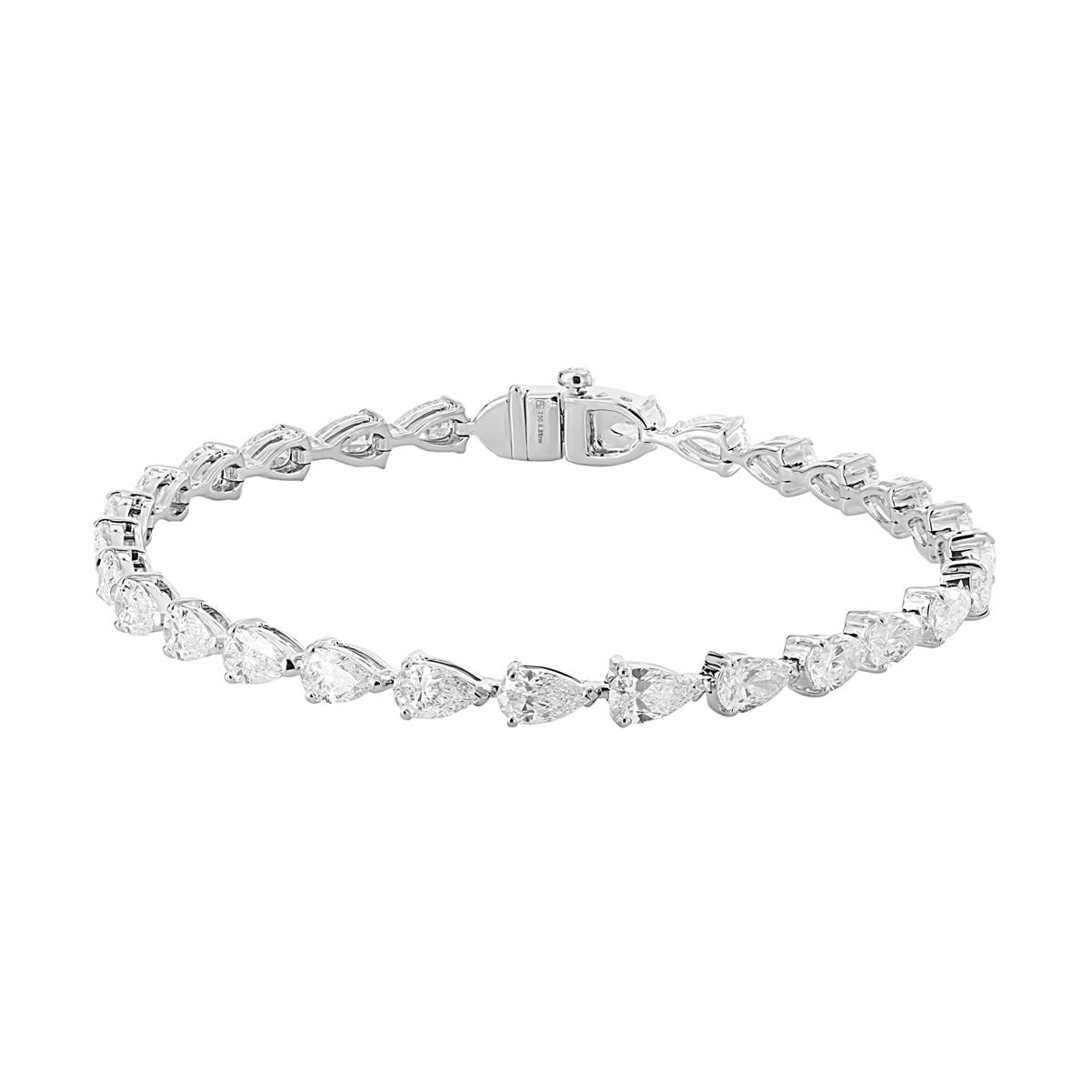 Norman Silverman 18k White Gold Pear Shaped Diamond Bracelet
