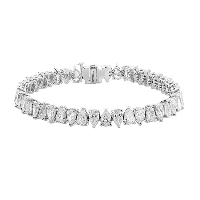 Norman Silverman 18k Pear Shape Diamond Tennis Bracelet