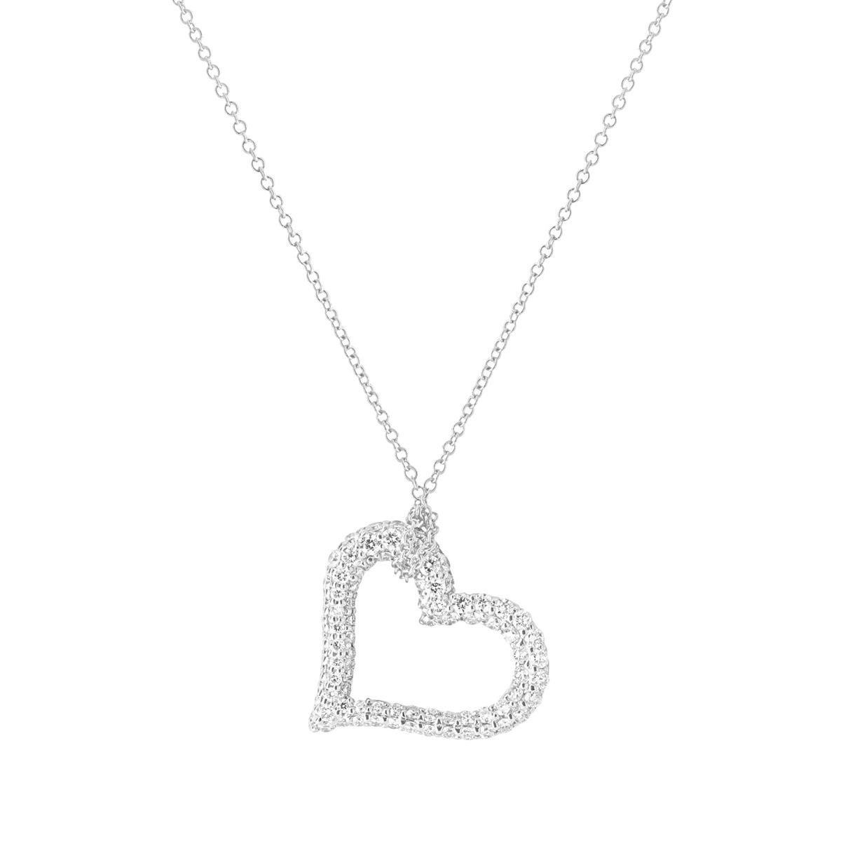 London Collection 18k Gold Pave Diamond Heart Pendant Necklace