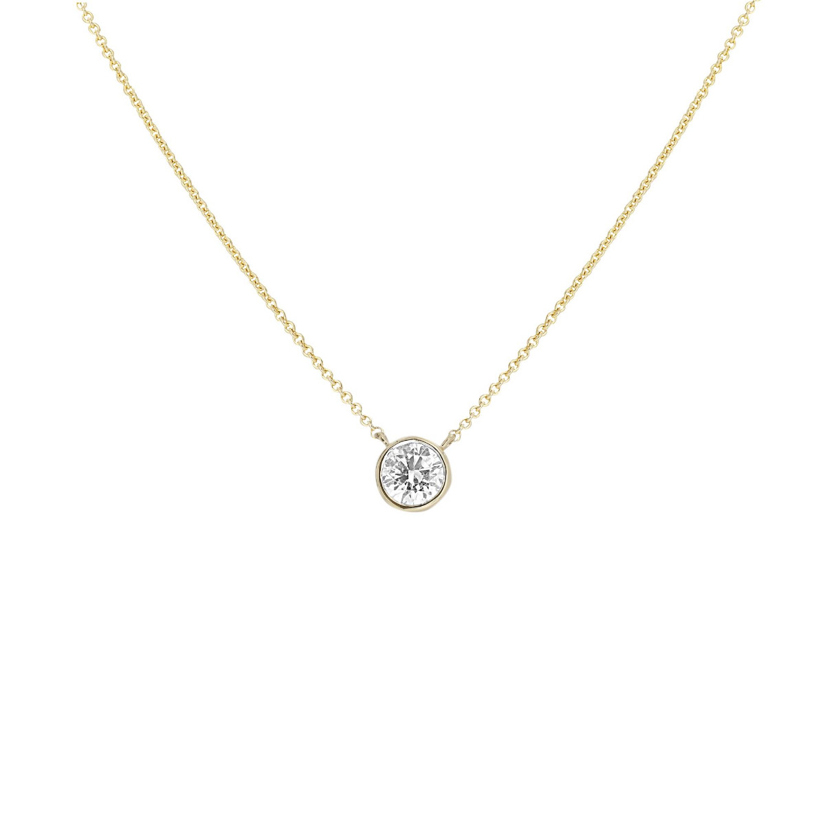 London Collection 14k Round Diamond Pendant Necklace