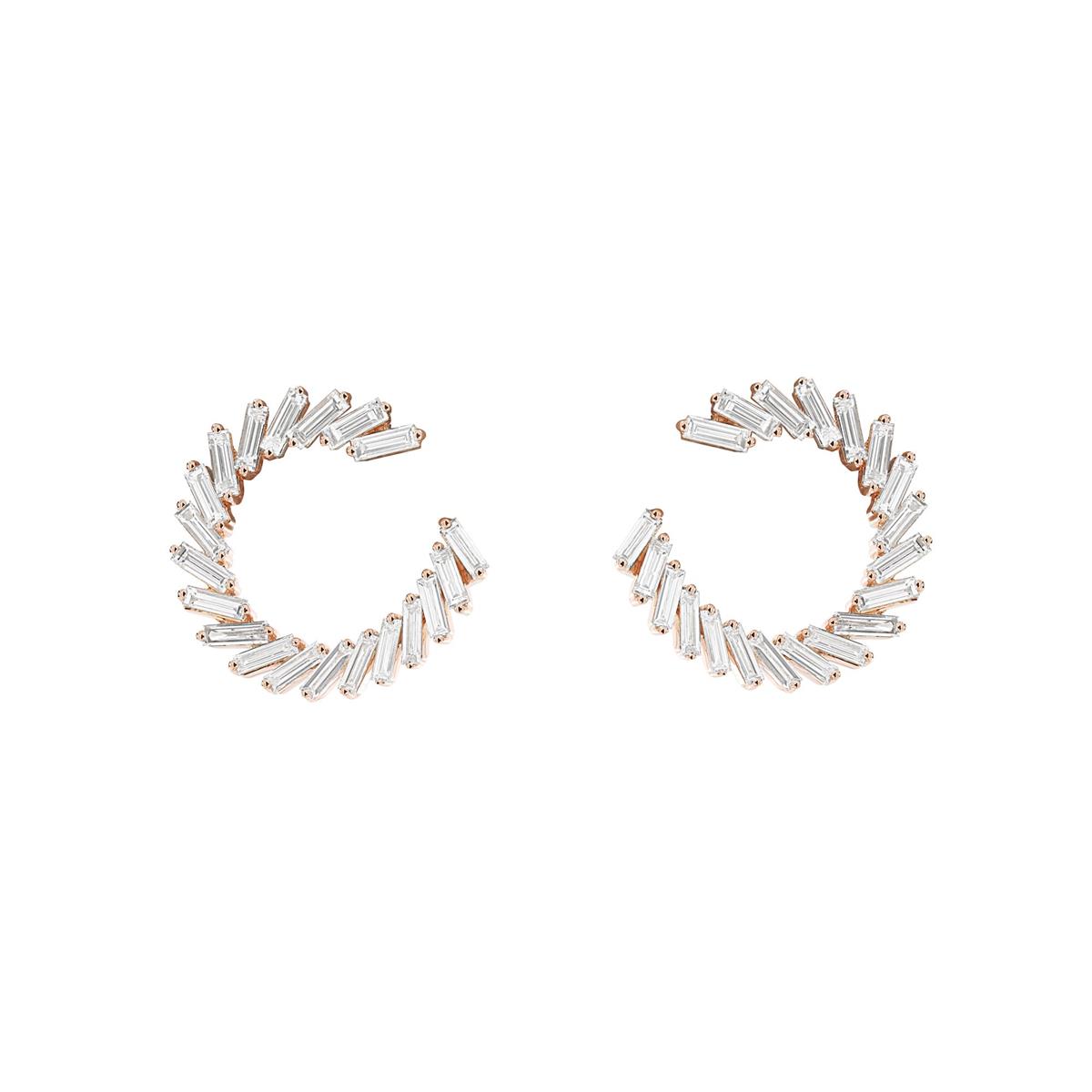 London Collection 18k Gold Baguette Diamond Circle Earrings