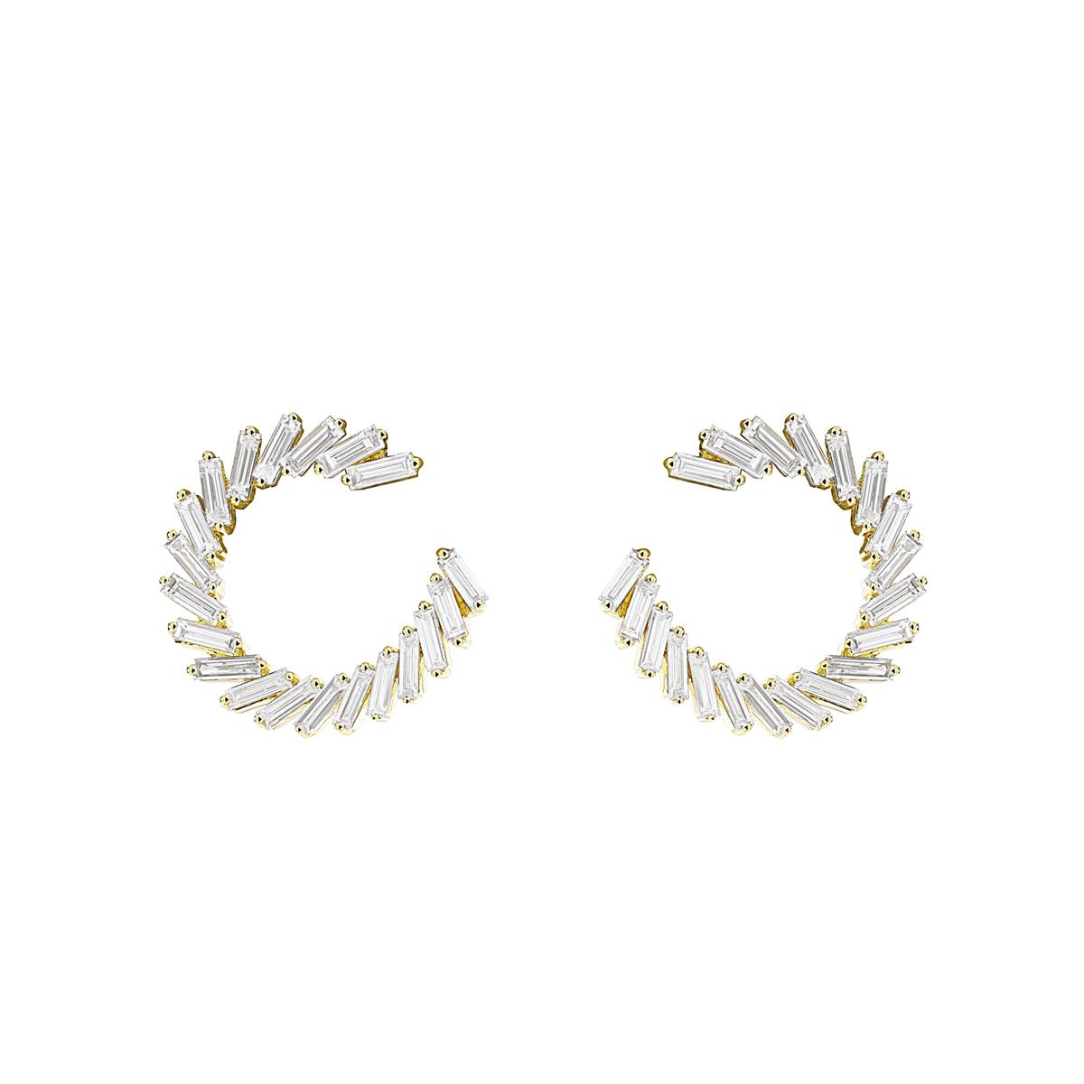 London Collection 18k Gold Baguette Diamond Circle Earrings