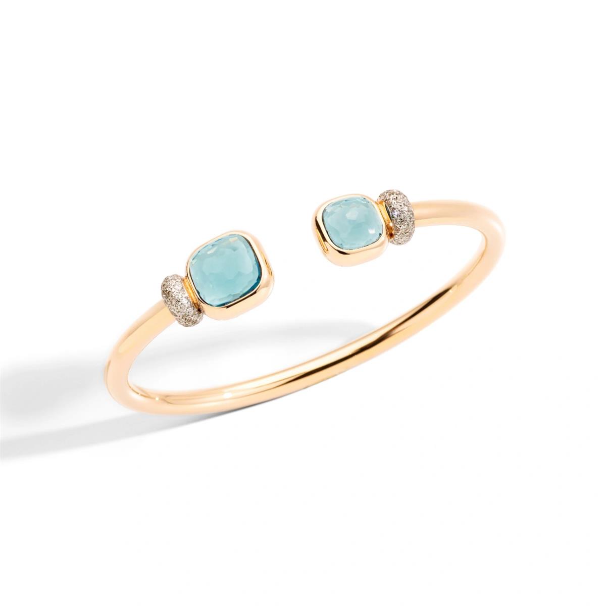 Pomellato Nudo 18k Rose Gold Sky Blue Topaz and Diamond Cuff Bracelet