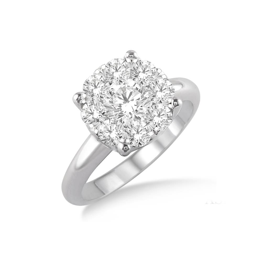 London Collection 14k White Gold Round Diamond Cluster Ring