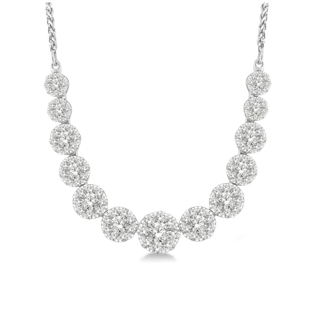 London Collection Lovebright White Gold Round Diamond Cluster Necklace