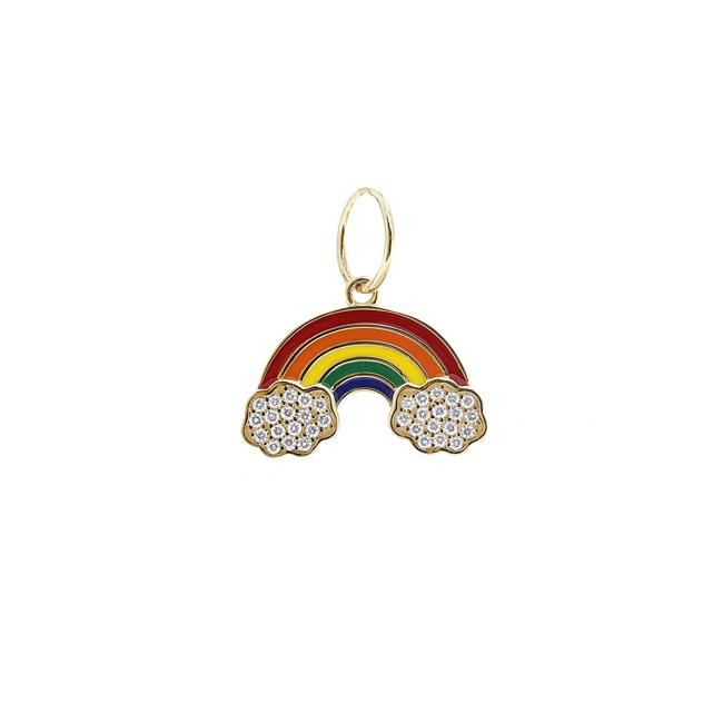 London Collection 14k Yellow Gold Diamond and Enamel Rainbow Charm