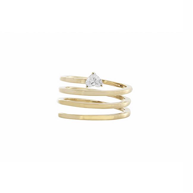 London Collection 14k Yellow Gold And Heart Shaped Diamond Coil Ring