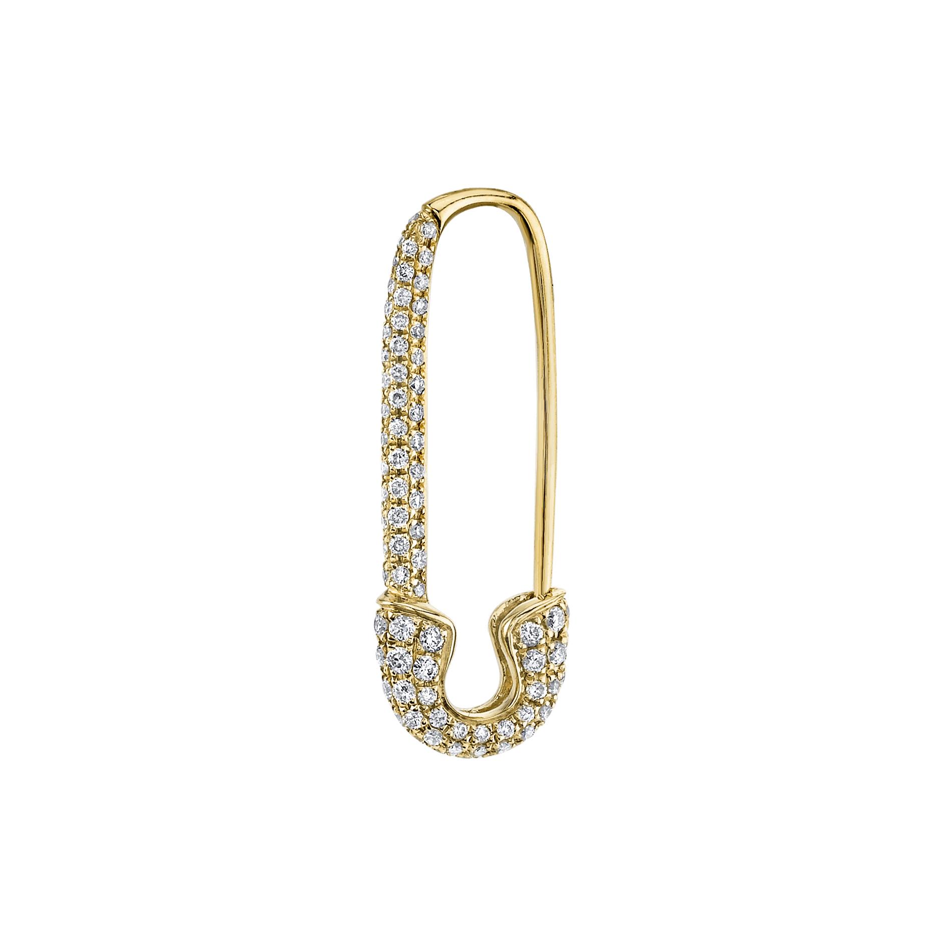 Anita Ko 18k Yellow Gold Pave Diamond Safety Pin Earring