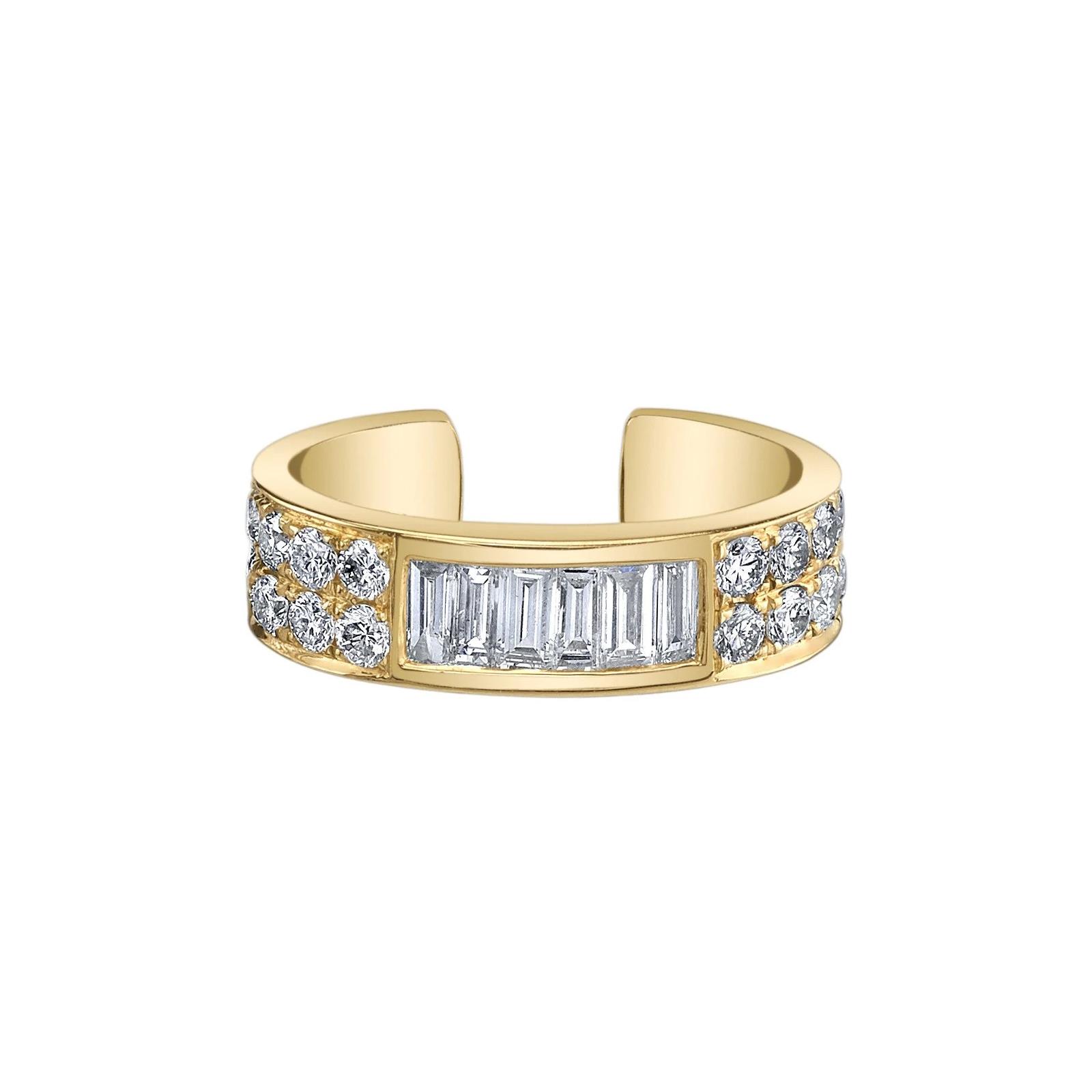 Anita Ko 18k Yellow Gold Baguette and Round Diamond Ear Cuff