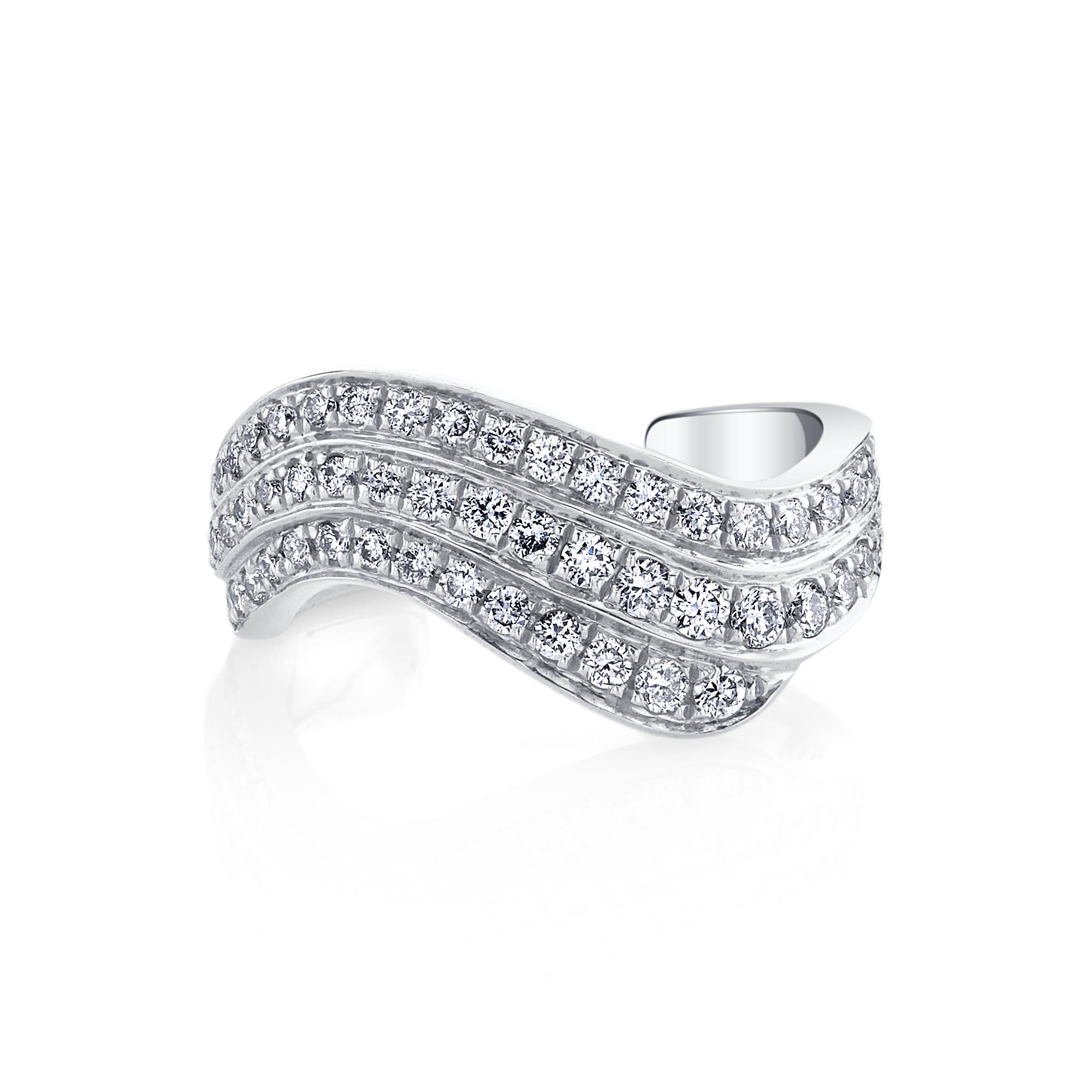 Anita Ko 18k White Gold Pave Diamond Wave Cuff Earring