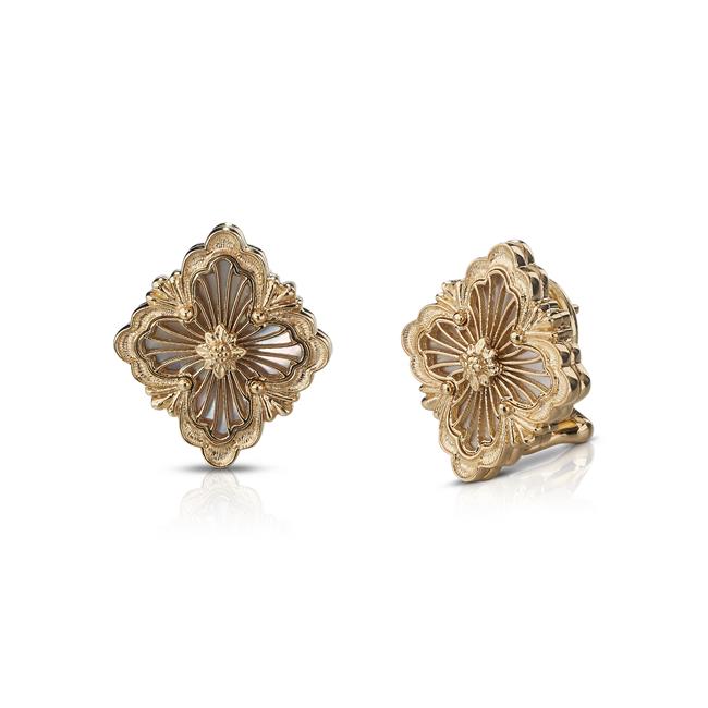 Buccellati Opera Tulle 18k Yellow Gold Mother Of Pearl Medium Button Earrings