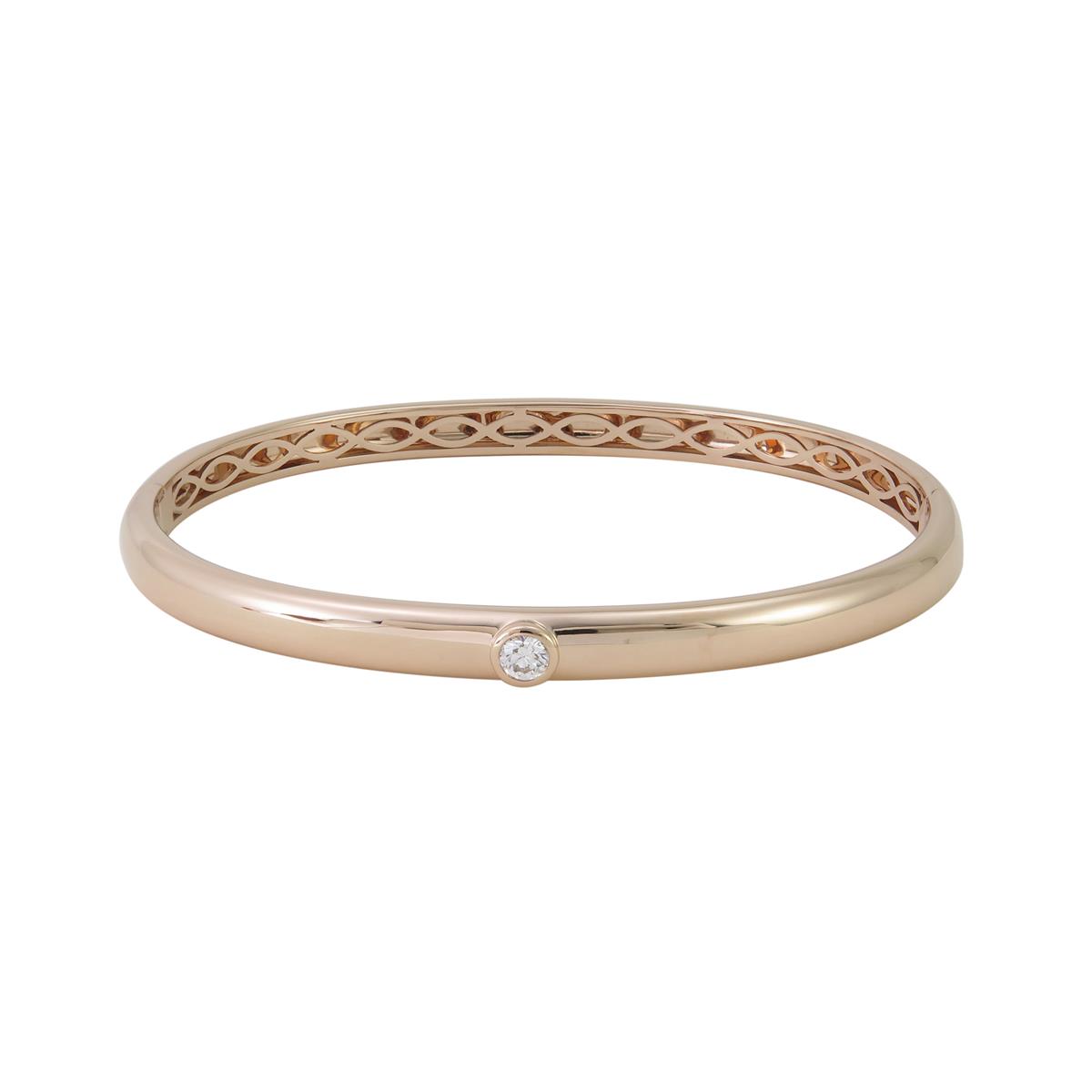 London Collection 18k Rose Gold Bezel Set Round Diamond Bangle