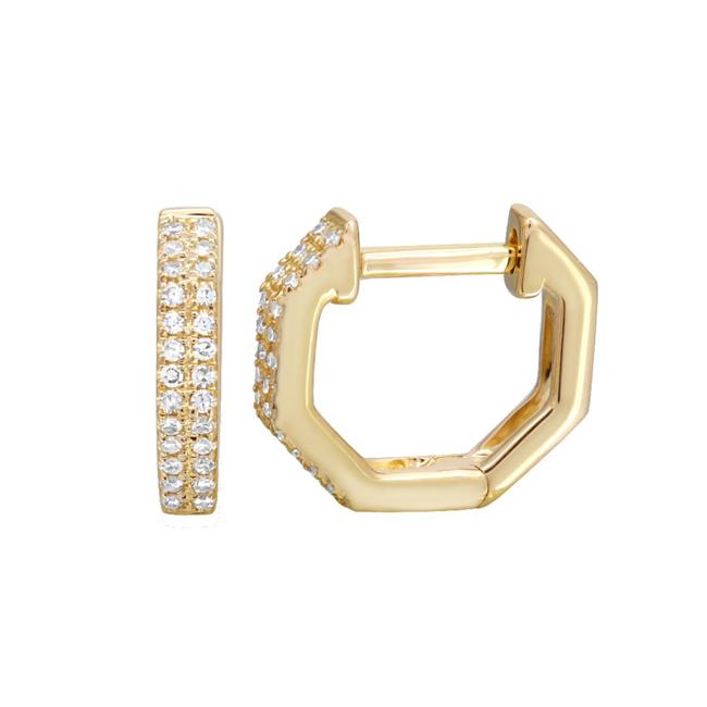 London Collection 14k Gold And Diamond Octagon Hoop Earrings
