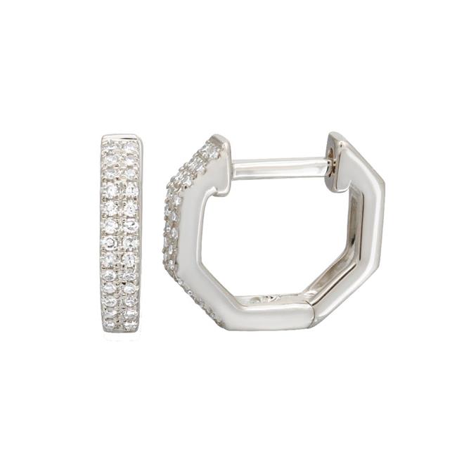 London Collection 14k Gold And Diamond Octagon Hoop Earrings