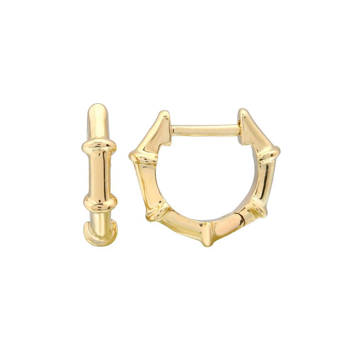 London Collection 14k Bamboo Huggie Earrings 
