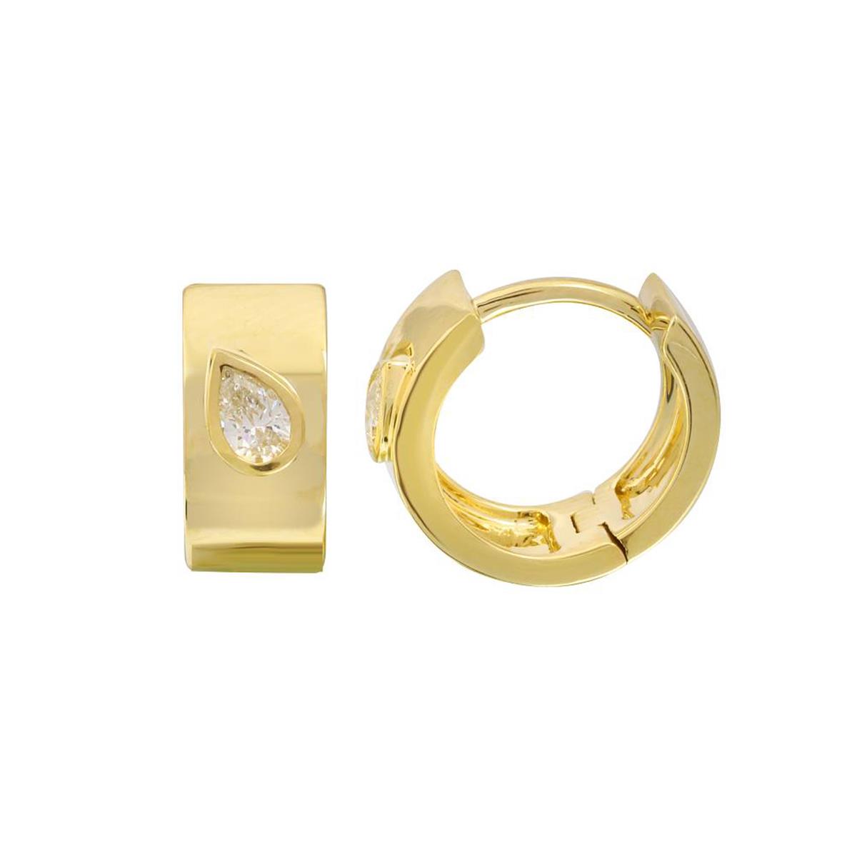 London Collection 14k Pear Diamond Huggie Earrings