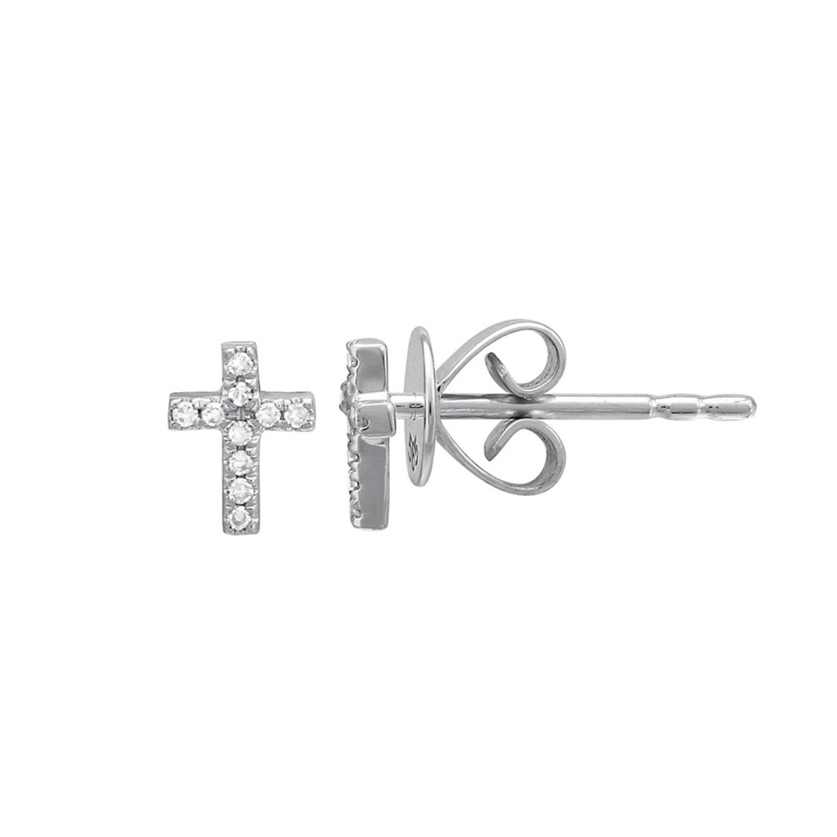 London Collection 14k Gold Diamond Cross Stud Earrings